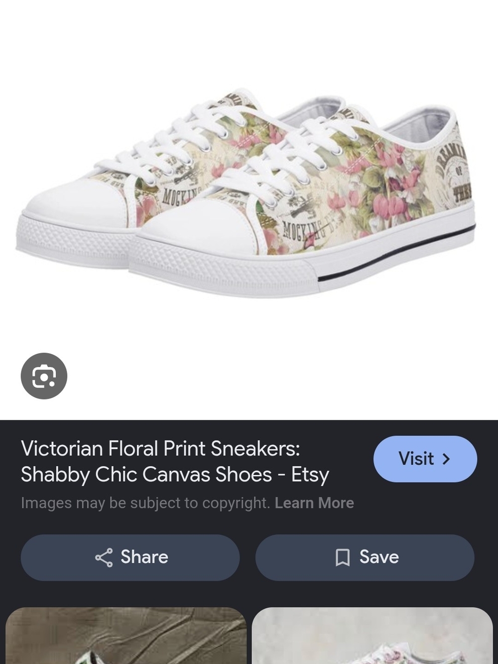 Floral Print Canvas Lace-Up Sneakers - White & Pink